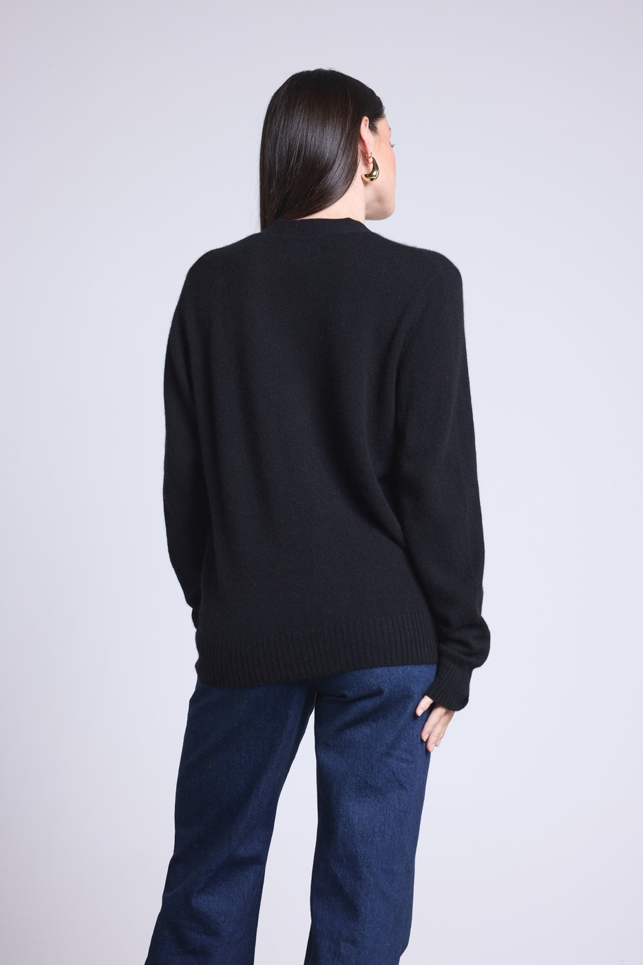 Giada Boyfriend V-Neck Cardigan - Black - Women