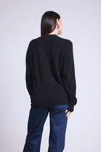 Giada Boyfriend V-Neck Cardigan - Black - Women
