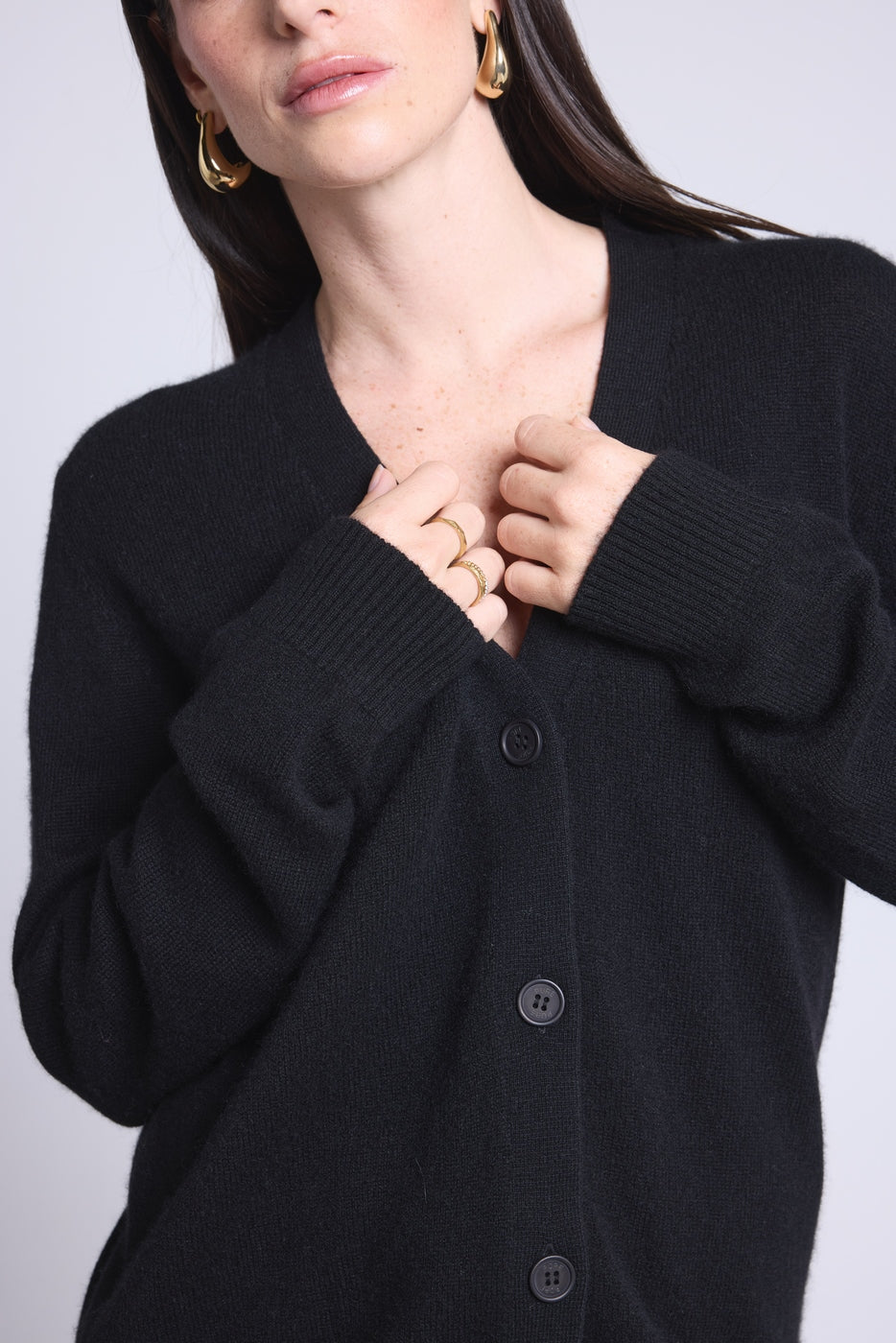 Giada Boyfriend V-Neck Cardigan - Black - Women