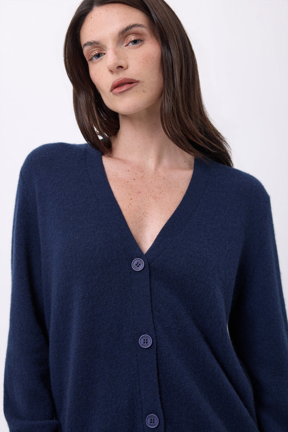 Cárdigan boyfriend de cuello en V Giada - Azul marino - Mujer