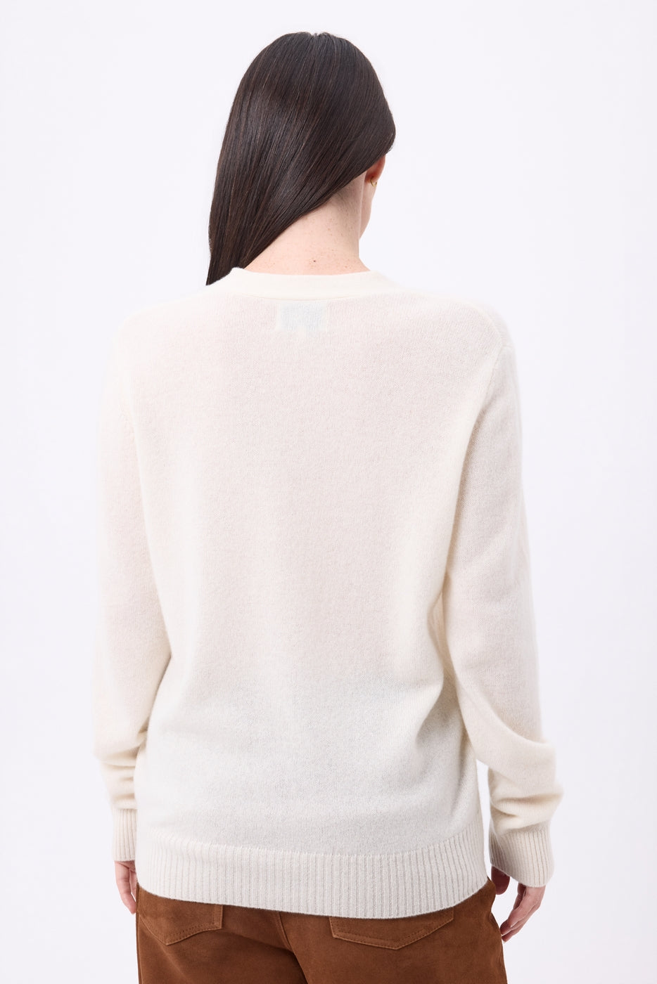 Cardigan boyfriend con scollo a V Giada - Bianco - Donna - 100% Cashmere