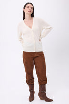 Cardigan boyfriend con scollo a V Giada - Bianco - Donna - 100% Cashmere