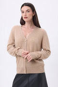 Cárdigan boyfriend con cuello en V Giada - Beige crema - Mujer