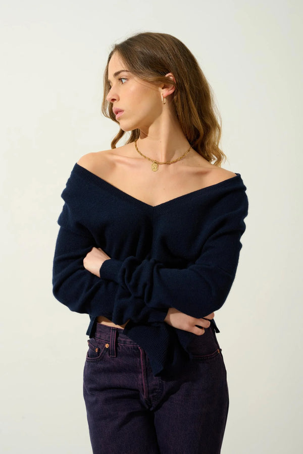 Jersey Cuello V Delante Y Detrás - Giegn - Navy