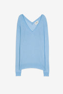Pull Col V Devant Et Dos - Giegn - Bleu Inca