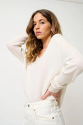 V-Neck Jumper Front And Back - Giegn - Ivory