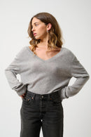 Pull Col V Devant Et Dos - Giegn - Nuage Chiné