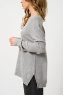 Pull Col V Devant Et Dos - Giegn - Nuage Chiné