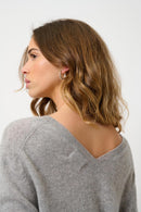 Pull Col V Devant Et Dos - Giegn - Nuage Chiné