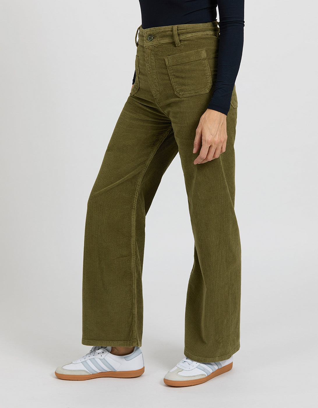 Pantalón Wide Gigi Velvet - Kaki - Mujer
