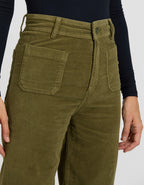 Pantalón Wide Gigi Velvet - Kaki - Mujer
