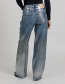 Loose Straight Gina Coated Trousers - Silver - Women