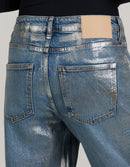 Loose Straight Gina Coated Trousers - Silver - Women