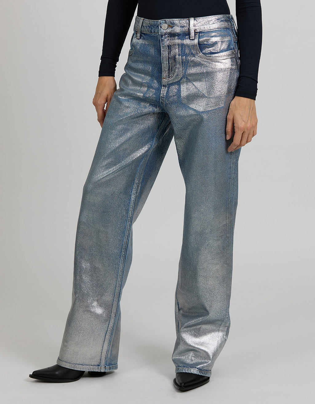 Pantalon Loose Straight Gina Coated - Silver - Femme