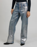 Pantalon Loose Straight Gina Coated - Silver - Femme