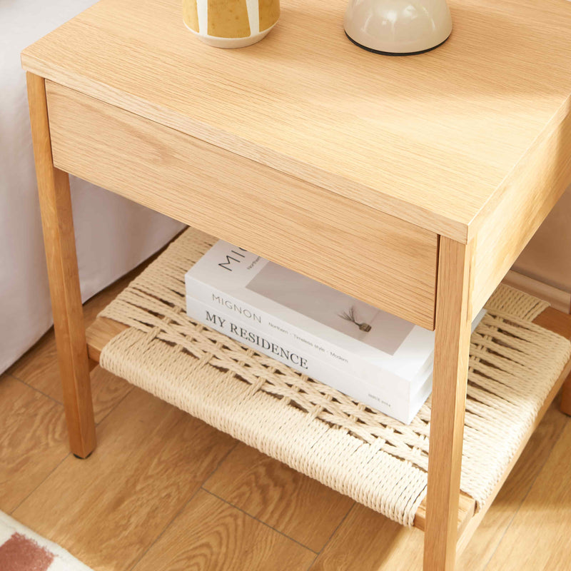 Table De Chevet Ginko - Placage Chêne Et Corde