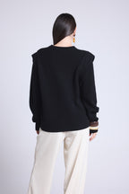 Ginola Structured Shoulder Crew-Neck Jumper - Black - Women