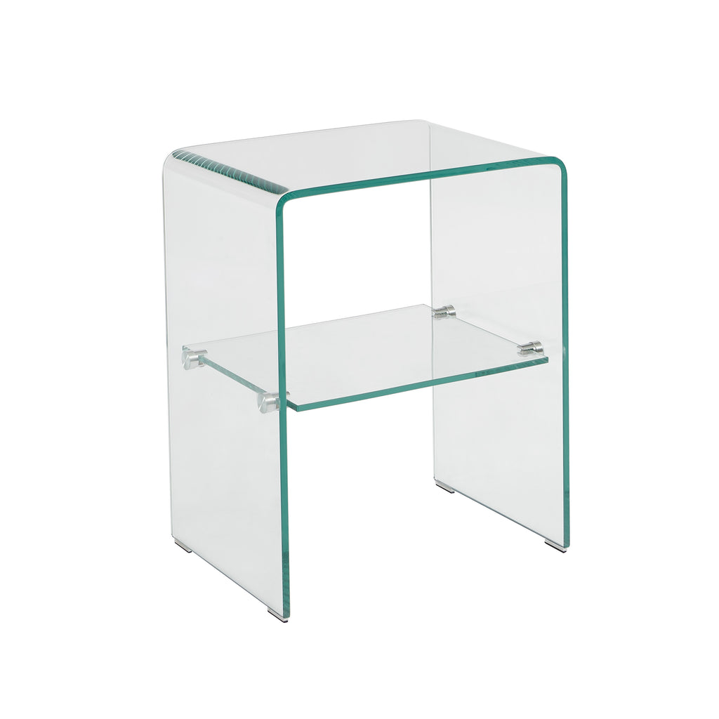 Ginza - Bedside Table - Tempered Glass - Clear
