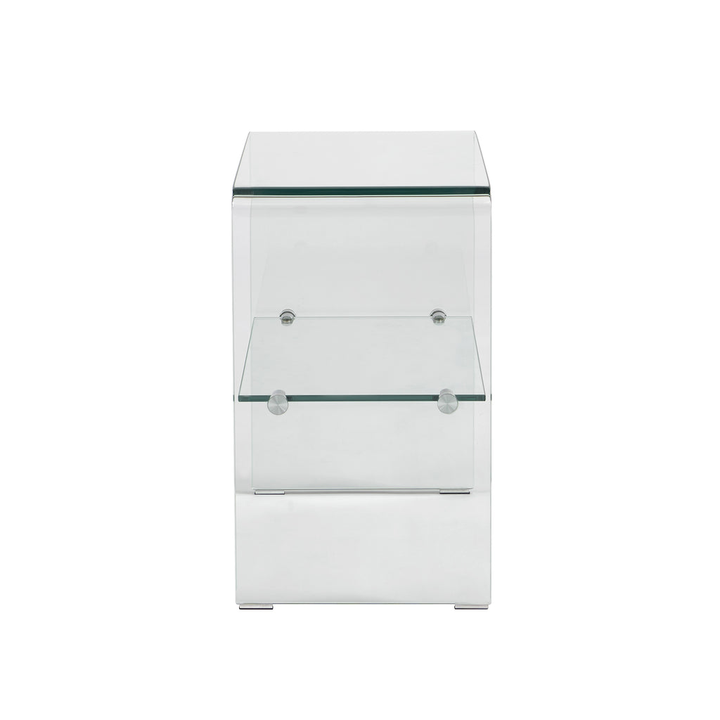 Ginza - Bedside Table - Tempered Glass - Clear