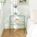 Ginza - Bedside Table - Tempered Glass - Clear