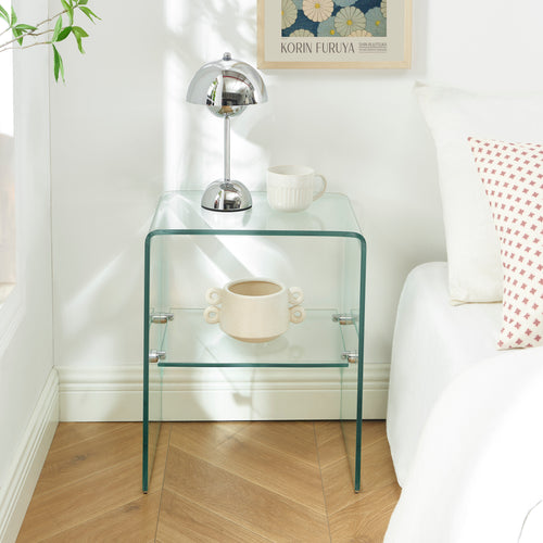 Table De Chevet Ginza - Verre Trempé Transparent
