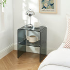 Ginza - Bedside Table - Tempered Glass - Black