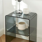 Ginza - Bedside Table - Tempered Glass - Black