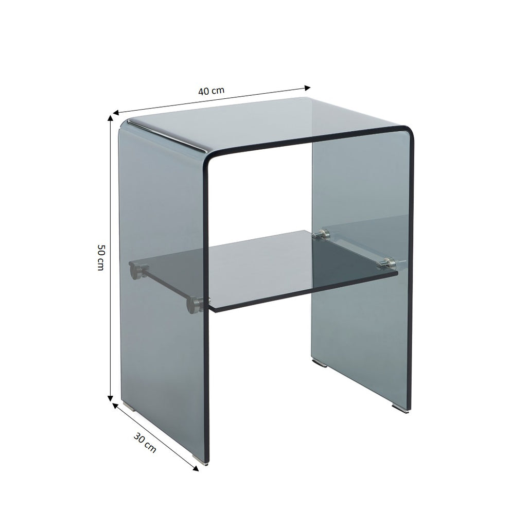 Ginza - Bedside Table - Tempered Glass - Black