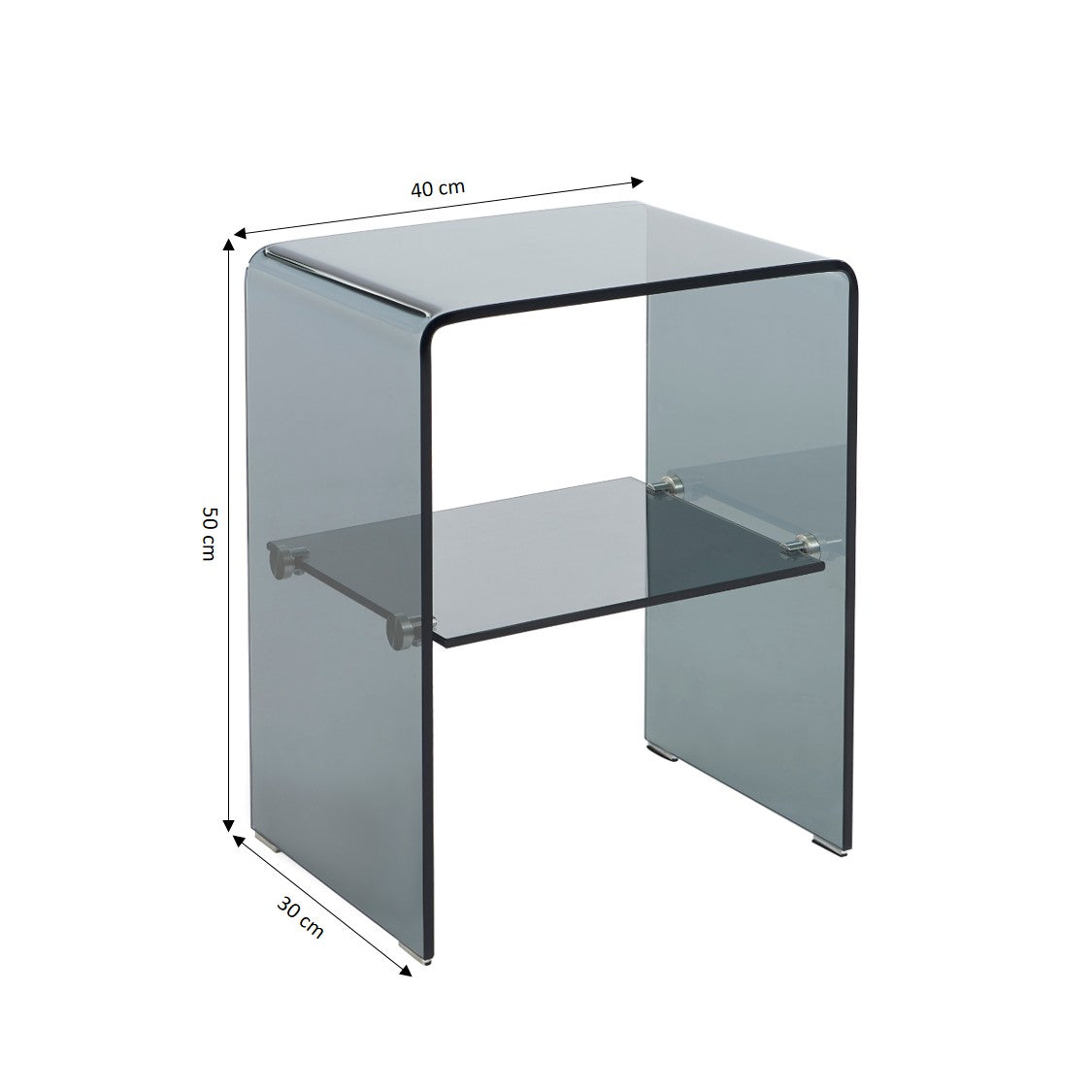 Ginza - Bedside Table - Tempered Glass - Black