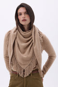 Grande Echarpe Triangle Bandana À Franges Gioia - Beige Creme - Femme