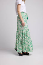 Long Skirt - Green Flowers