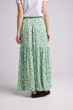 Long Skirt - Green Flowers