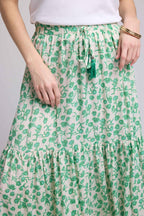 Long Skirt - Green Flowers