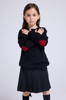 Pull Col Rond Cœur Coude Giulia - Noir Rouge