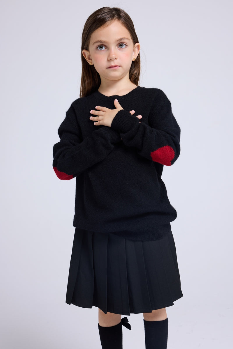 Pull Col Rond Cœur Coude Giulia - Noir Rouge