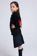 Pull Col Rond Cœur Coude Giulia - Noir Rouge