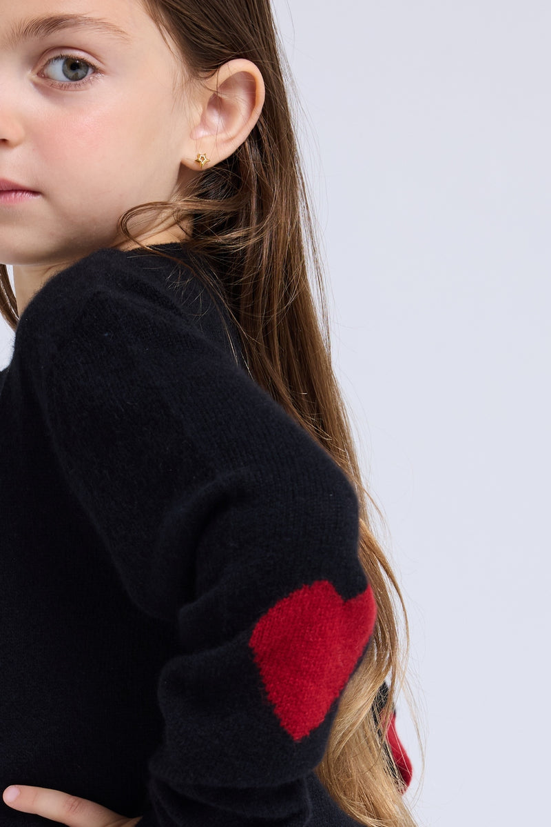 Pull Col Rond Cœur Coude Giulia - Noir Rouge