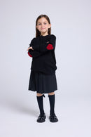 Pull Col Rond Cœur Coude Giulia - Noir Rouge