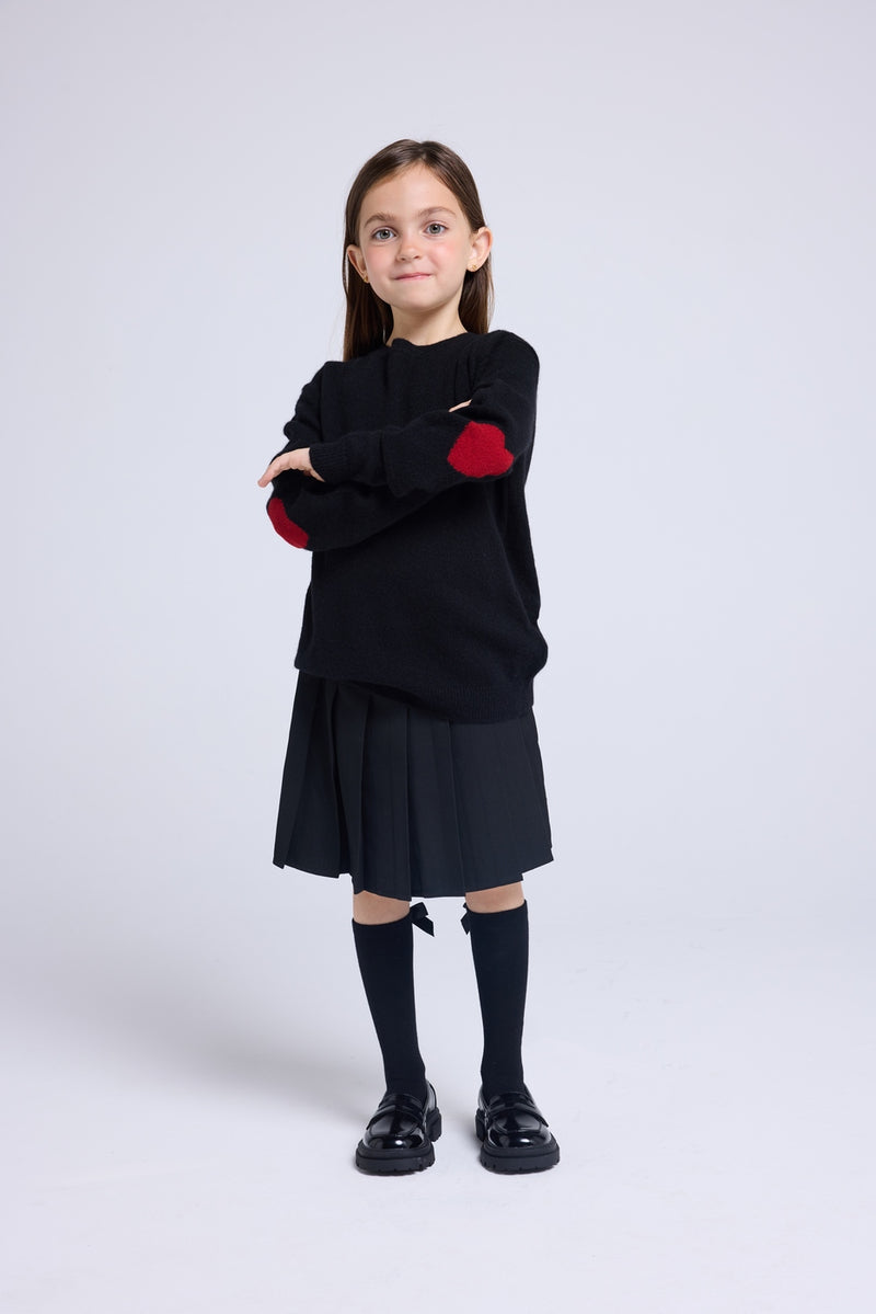 Pull Col Rond Cœur Coude Giulia - Noir Rouge