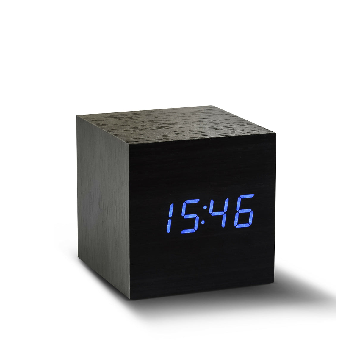 Reveil Wooden Cube Click - Noir / LED Bleue