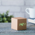 Reveil Wooden Cube Click - Hetre / LED Verte