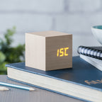 Reveil Wooden Cube Click - Erable / LED Orange