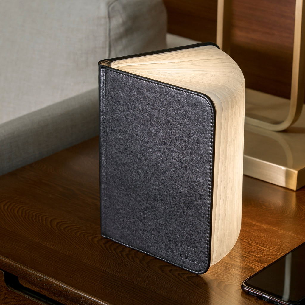 Lampe Smart Book LED - Cuir Noir - 2 Tailles