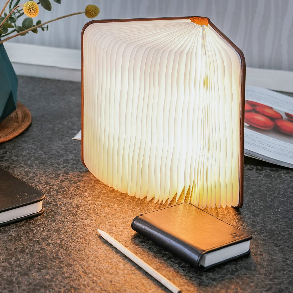Lampe Smart Book LED - Cuir Marron - 2 Tailles