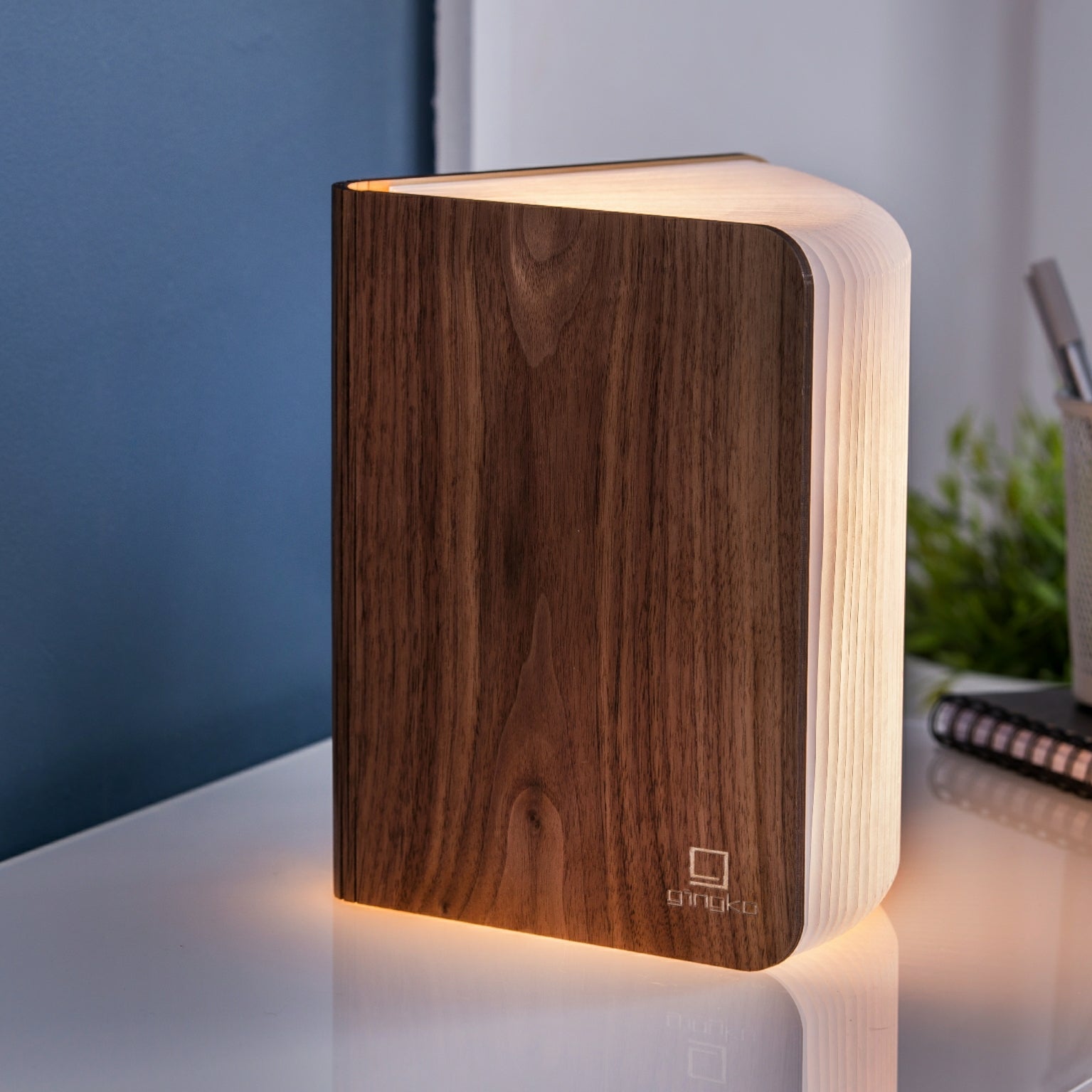 Lampe Smart Book LED - Noyer - 2 Tailles