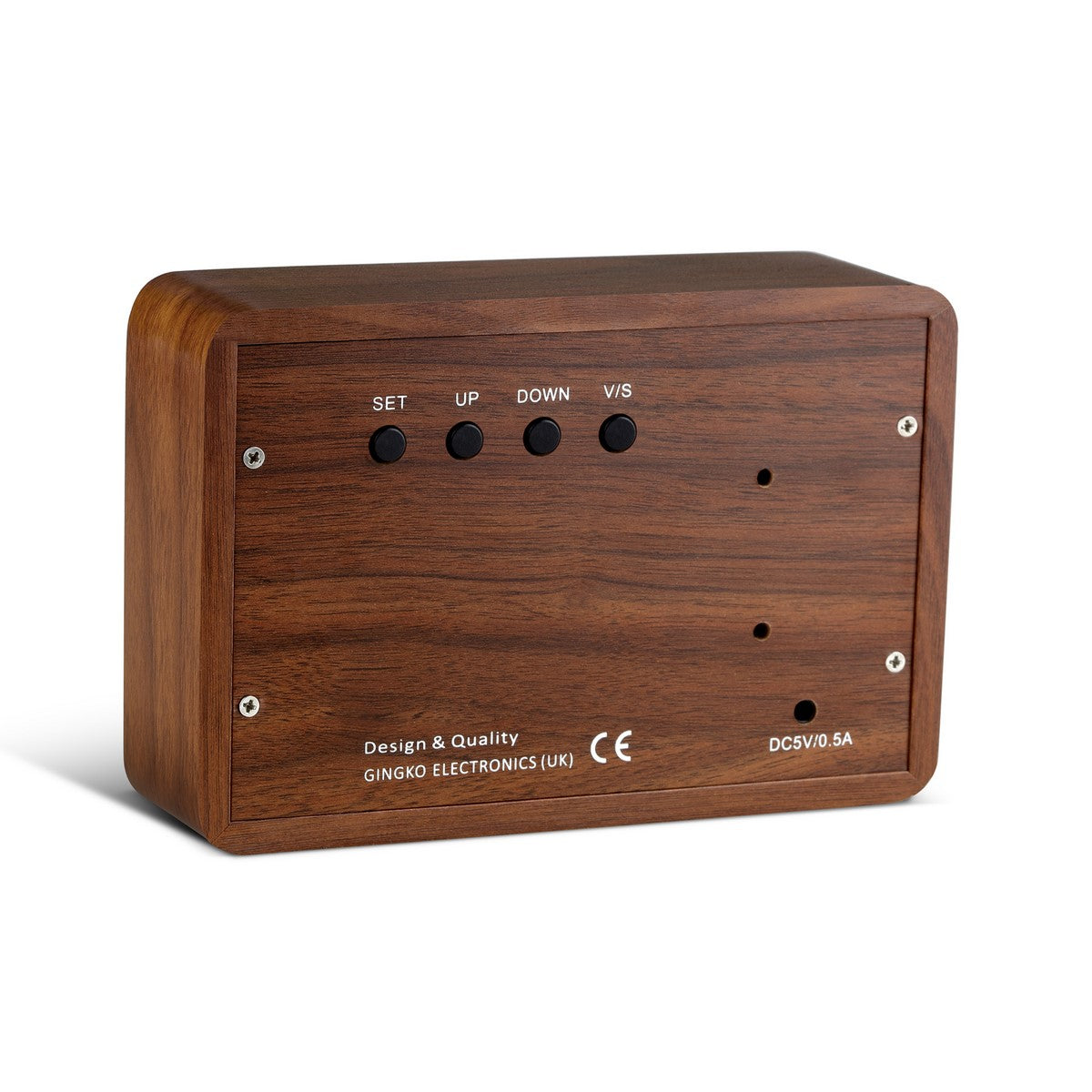 Reveil Brick Click - Noyer Naturel / LED Rouge