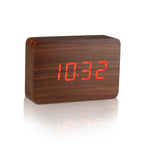 Reveil Brick Click - Noyer Naturel / LED Rouge