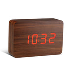 Reveil Brick Click - Noyer Naturel / LED Rouge