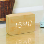 Reveil Brick Click - Hêtre / LED Blanche