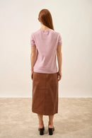 T-Shirt Col V - Glamis - Baby Pink